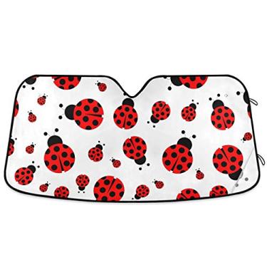 Imagem de Oarencol Ladybugs – Protetor solar para para-brisa de carro com estampa de animal fofo dobrável com raios UV para manter seu veículo fresco (139,7 x 70,1 cm)