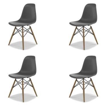 Imagem de Conjunto com 4 Cadeiras Eames DSW Konkret e Madeira - Mobly