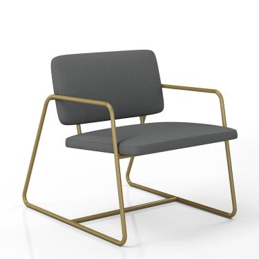 Imagem de Poltrona Decorativa Estofada Sintra Dourado/suede Cinza - M.a