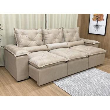 Imagem de Sofá 4 e 5 Lugares Retrátil e Reclinável 2,90m Alpoim Estofados Bege A