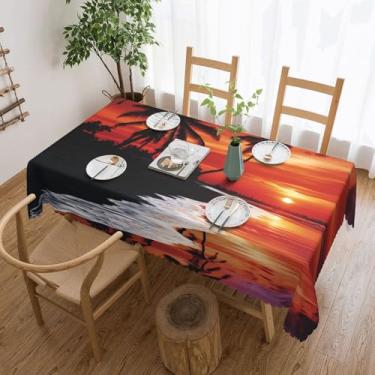 Imagem de Toalha de mesa retangular, palmeiras ao anoitecer, impermeável, resistente a manchas, toalha de mesa lavável, capa de mesa decorativa de fazenda para mesa de jantar, piquenique, festa, casamento, 137