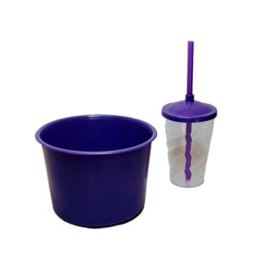 Imagem de Kit 30 Cinema Cristal Balde Pipoca 1,5L + Copo Twister 400ML - festas - aniversário - Lembrancinhas (ROXO/CRISTAL)