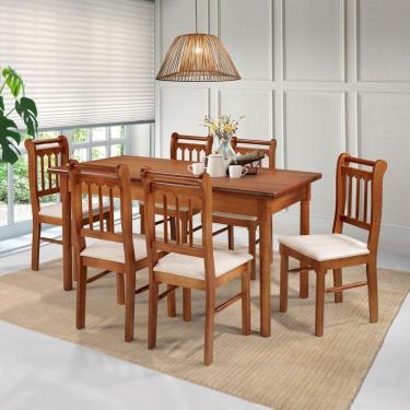 Imagem de Conjunto Sala De Jantar Madeira Maciça 6 Cadeiras Mv Outlet Mel