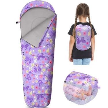 Imagem de FIOBEE Saco de dormir infantil para meninas, meninos, 3 estações, clima quente e frio, sacos de dormir para acampamento de 5 a 16 ºC, com bolsa de mochila para viagens, caminhadas, atividades internas