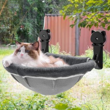 Imagem de JUNSPOW poleiro de janela para gatos camas para gatos sem fio, dobráveis ​​e estáveis ​​- rede de janela para gatos respirável para observar, tomar sol e escalar - suporte máximo de até 40 l