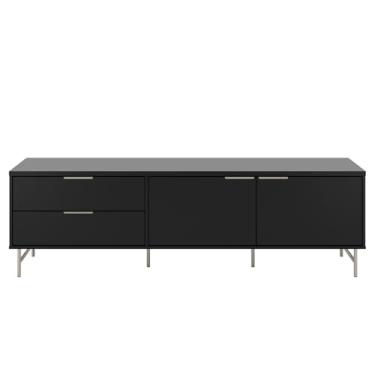 Imagem de Rack Yves 184 cm 2 Gavetas e 2 Porta Sala Estar Cômoda (Preto Fosco)
