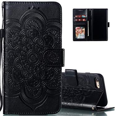 Imagem de LEECOCO Capa para iPhone 8 Mandala Embossing Luxury PU Leather Flip Notebook Carteira Estilo Livro Suporte Magnético Slot para Cartão Folio Bumper Capa de Proteção para iPhone 17.8 cm 4.7 Polegadas
