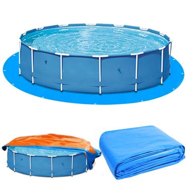 Imagem de Wazitin Forro de piscina redondo de 15 m, panos de chão redondos espessos para piscinas antiperfuração, protetor de forro de piscina, impermeável, tapete de chão para piscinas acima do solo