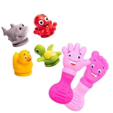 Imagem de Banho Alegre Brinquedo Infantil e Mordedor Mãozinha Pézinho Bebês Bich