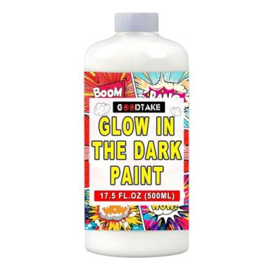 Imagem de GOODTAKE Tinta que brilha no escuro - Tamanho a granel - Tinta neon luminosa vibrante | Reativo a UV à luz negra | À base de água e secagem rápida | Perfeito para o Dia das Bruxas, Sinais, Projetos de