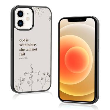 Imagem de Axulimin [God is Within Her She Will Not Fail Psalm] Bíblia cristã feminina preta capa de telefone para iPhone 12 e 12 Pro (6,1 polegadas)