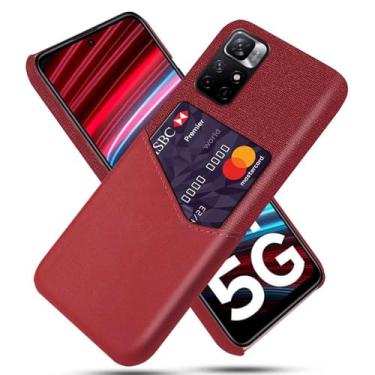 Imagem de Capa para Xiaomi Redmi Note 11T 5G,Tela e tampa de couro PU,Antideslizante,360°cobertura completa à prova de choque com 1 slot de cartão atrás,Prevenção de queda-Red