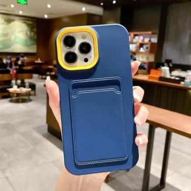 Imagem de HPQWN Capa de celular luxuosa de silicone macio com capa anti-impacto para iPhone 11 (para iPhone 11/azul profundo)