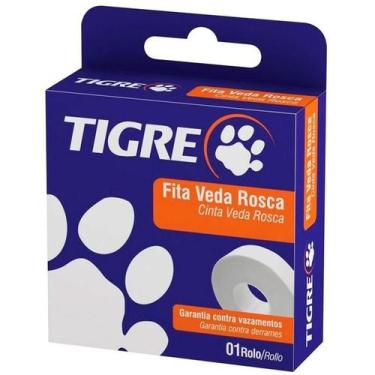 Imagem de Fita veda rosca teflon cano encanamento 18x50 branca tigre