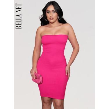 Imagem de Vestido feminino sem alça tubinho casual elegante tecido grosso anarru