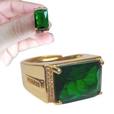 Imagem de Anel Pedra Esmeralda Fusion Zircônia Banhado A Ouro - Pjk store