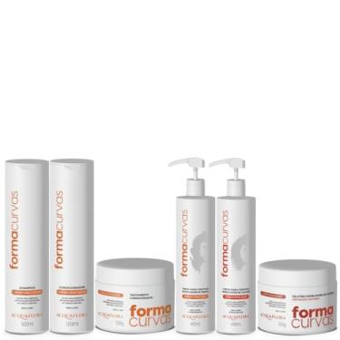 Imagem de Kit Shampoo, Condicionador, Máscara, Creme Ondas, Creme Cachos e Gelatina Formas e Curvas | Acquaflora