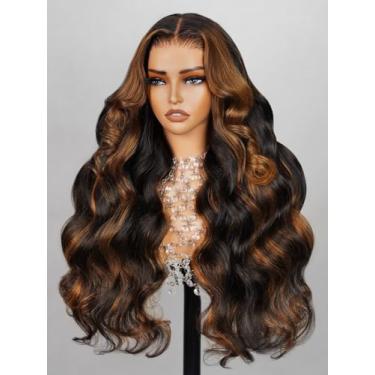Imagem de Megalook hair Wear and Go Perucas sem cola cabelo humano pré-cortado 15 x 12 HD lace closure highlight peruca 12A Ombre ondulado frontal peruca de cabelo humano pré-arrancada pré-branqueada sem cola
