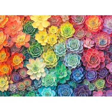 Imagem de Lucky Puzzles - Rainbow Roots and Shoots - 1000 Piece Jigsaw Puzzle for Adults | Best New Succulent Plant Puzzle | Vibrant Garden Artwork Puzzle | Unique Brain Teaser