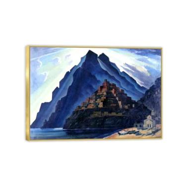 Imagem de Lâminas de arte mural famosas de Adolf Erbsloh - tower- Reproduções de pinturas em tela- quadro emoldurado póster decoração de parede giclée 30 x 42 cm (11,8 x 16,5 pol) moldura dourada