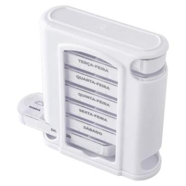 Imagem de Porta Comprimidos Compacto Organizador Suplementos Cor Branco - Platin