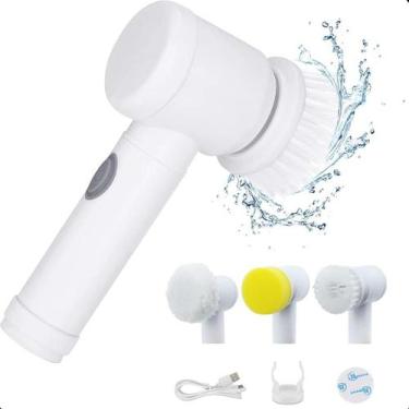 Imagem de Escova Multiuso Recarregável Para Louças Banheiro Porta Detergente Com