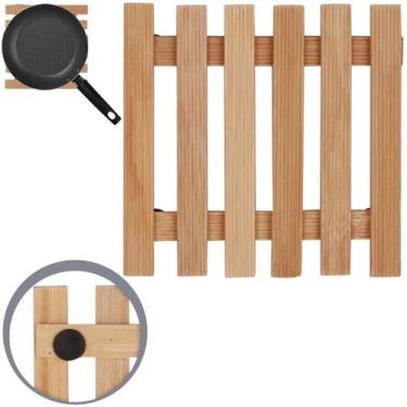 Imagem de Descanso De Panela Quadrado Madeira Ripado 14,5Cm Art House