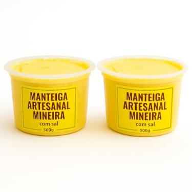 Imagem de Manteiga Artesanal Mineira com Sal,2 potes com 500g, Pura, Premium, sem conservantes industrializados