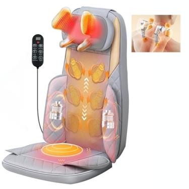 Imagem de LAMATILOVE Tapete de massagem com calor, almofada de cadeira de massagem com encosto de cabeça removível, almofada de assento de massagem com 5 modos e 3 intensidades ajustáveis no pescoço