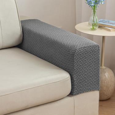 Imagem de Yoovat Magic Capas de braço para sofá reclináveis para poltronas de poltrona (textura, cinza, médio (conjunto de 2))