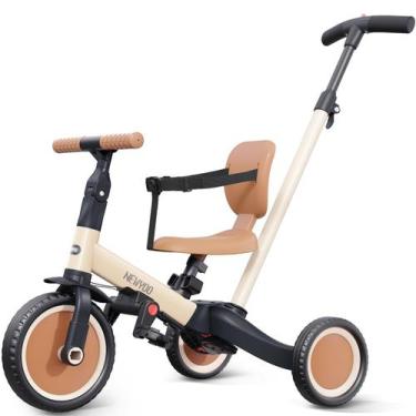 Imagem de Triciclo newyoo TR007 para 1-3 anos com alça de pressão cáqui