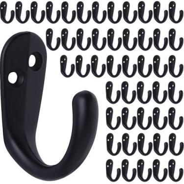 Imagem de Coat Hooks iBosins montados na parede, pino único, 50 unidades, preto