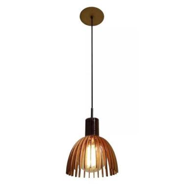 Imagem de Pendente Madeira Taça 24x21cm 1 Lâmpada Natural - TKS - Prelúdio