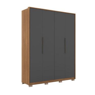 Imagem de Roupeiro de Casal Luna c/ Pés 4 Portas Grafito - Bela Móveis - Demartê