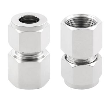Imagem de Yoebor Acoplador de tubo de compressão de aço inoxidável 304 com virolas duplas 1/10.2 cm OD x 1/5.1 cm NPT adaptador fêmea, pacote com 2