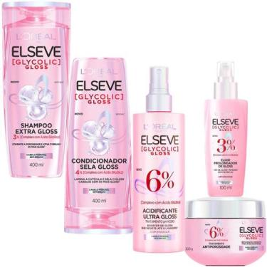 Imagem de Kit Elseve Ultra Gloss Loreal Paris Glycolic Acidificante Elixir Acido
