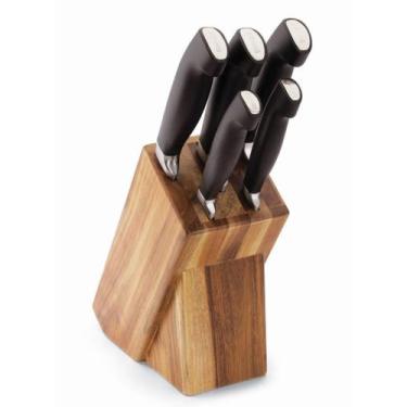 Imagem de Conjunto Facas Mundial Inox Elegance 5 Peças com Cepo de Madeira - Her