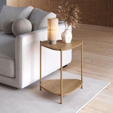 Imagem de Mesa Lateral com Prateleira Orgânica Pé Metal Complementos - Artesano 
