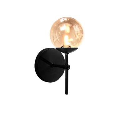 Imagem de Arandela Moderna Jabuticaba Preta Globo Bola De Vidro Transp - Arevo I