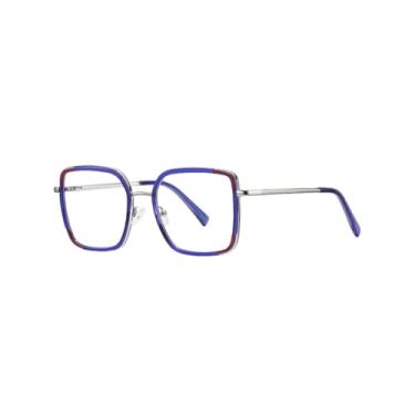 Imagem de Armação de óculos anti-luz azul masculina e feminina de metal grande (2)