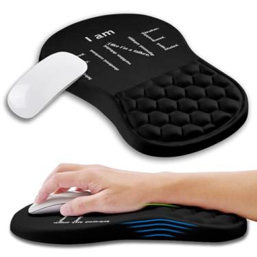 Imagem de Kuosgm Mouse pad ergonômico suporte de pulso com espuma viscoelástica massagem protuberância, túnel do carpo alívio da dor mousepad descanso de pulso para mouse (30,5 x 20,3 cm, I Am Fine)