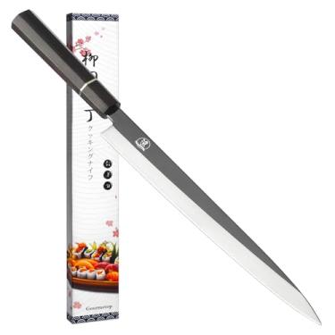 Imagem de Gourmetop Sushi Knife Japanese Sashimi Knife 10.5 Inch, Japanese Yanagiba Knife VG10 Superior Steel Single Bevel Slicing Knife with Premium Octagonal Ebony Handle, Carving Sets Knife