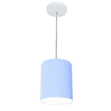 Imagem de Lustre Pendente Cilíndrico Md-4012 Cúpula Em Tecido 18x25cm Azul Bebê - Bivolt