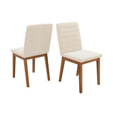 Imagem de Cadeira Sala de Jantar Sofia Madeira Kit 2 un Ipe/Boucle Perola - DJ Móveis