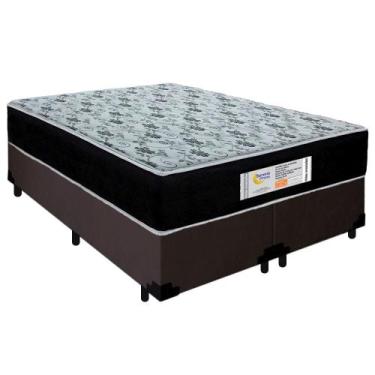 Imagem de Cama Box Queen Bipartido Suede + Colchão Molas Ensacadas SerenePrime S