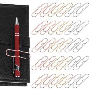 Imagem de Heclia Pacote com 30 clipes de metal para caneta para notebook – Suporte de clipes de papel para canetas antiperda, bonito e funcional clipe de caderno de viagem material de escritório - 1,8 x 20 x 72