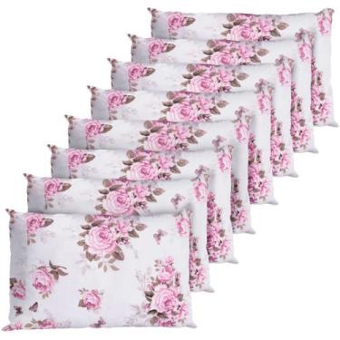 Imagem de 8 Fronhas Avulsas Percal 200 Fios Algodão Ponto Palito Rosas - Casa Ho