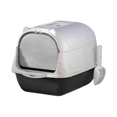 Imagem de GenéricoCaixa de areia banheiro de gato fechado grande completo peneira bandeja filtro + pá(Preto)