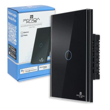 Imagem de Interruptor Inteligente Touch 1 Botão 4x2 Alexa Google Wifi Smartlife Tuya Panda Plus Controle de Voz Bivolt Automação