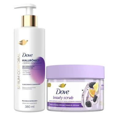 Imagem de Kit Dove Sabonete Esfoliante Beauty Scrub Amora + Sérum Corporal Hialu